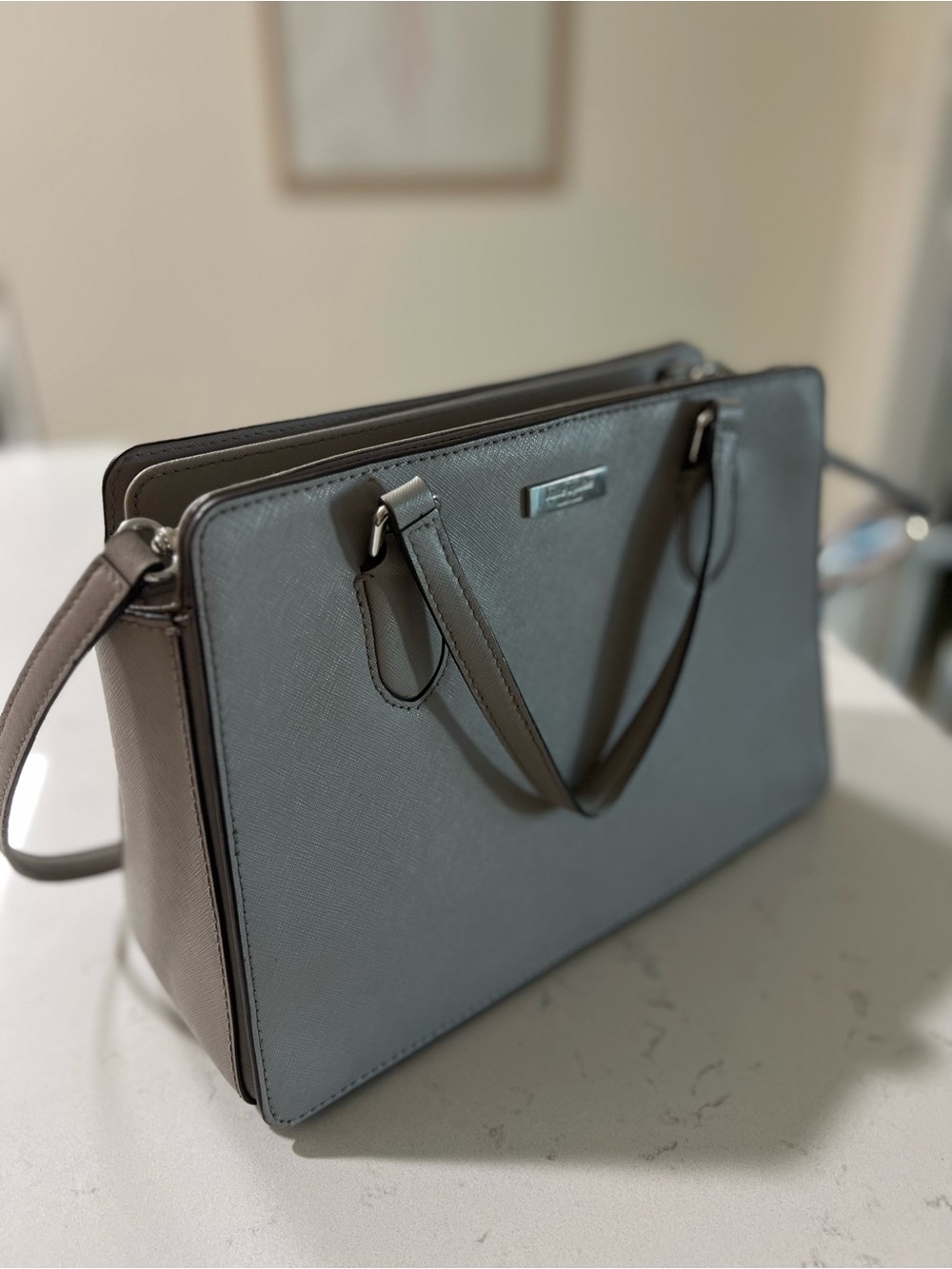 Kate Spade purple/Gray Saffiano Structured Satchel